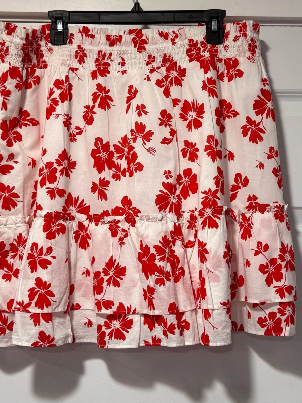 J. Crew Red Floral Mini Skirt on Cream - Picture 5 of 11